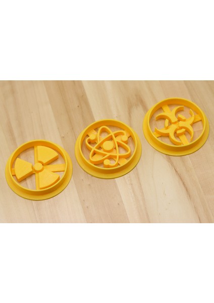 Atom, Biyolojik Tehlike, Nükleer Işaretler Çerez Kesiciler (Sadece Plastik Aparattır!!!) 3D fiyatları