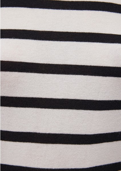 Bisiklet Yaka Çizgili Siyah Kazak 1710545-85407