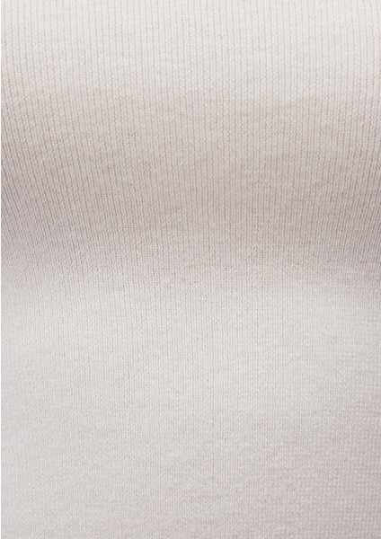 Bisiklet Yaka Ekru Crop Kazak 1710474-70057