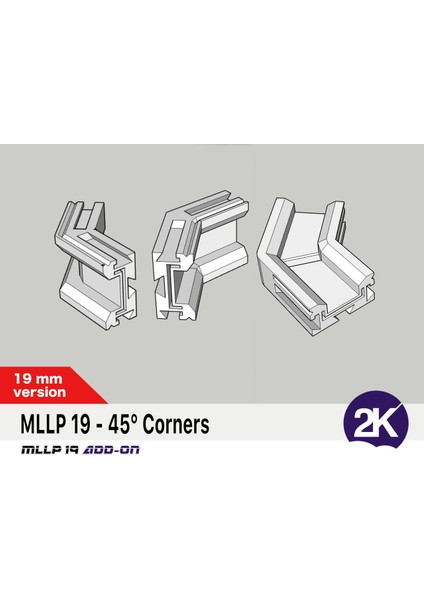 Modüler LED Işık Profili, Mllp 19, 45 ° Corners Eklenti (Sadece Plastik Aparattır) 3D fiyatları