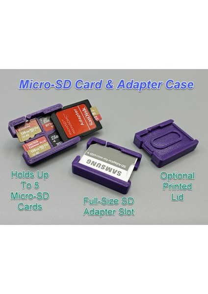 Mikro Sd Kart ve Adaptör Kılıfı, Küçük (Sadece Plastik Aparattır!!!) 3D
