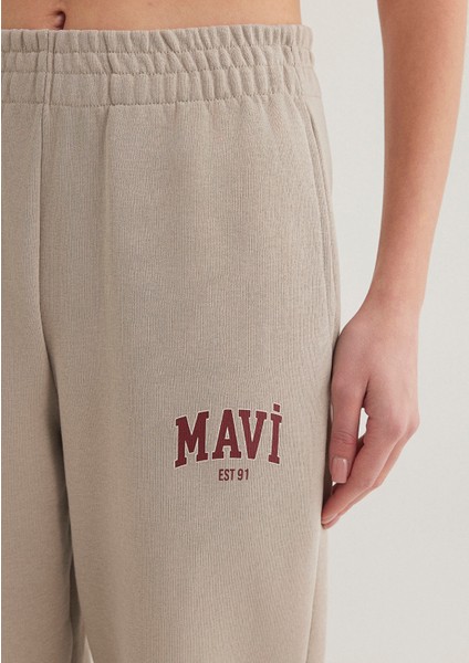 Mavi Logo Baskılı Bej Eşofman Altı 1010757-70112