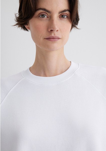 Bisiklet Yaka Beyaz Basic Sweatshirt 1S10161-620