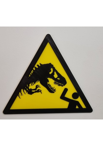 Iso 7010 Stil Jurassic Park Uyarı Işareti (Sadece Plastik Aparattır) 3D