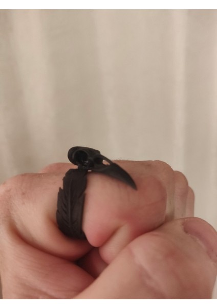 Kuzgun Yüzük / Karga Yüzüğü / Kuş Kafatası Yüzüğü (Sadece Plastik Aparattır!!!) 3D indirimleri