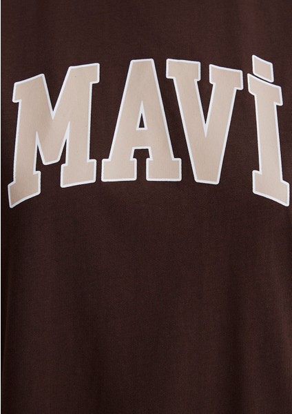 Mavi Logo Baskılı Kahverengi Tişört 1600843-88062