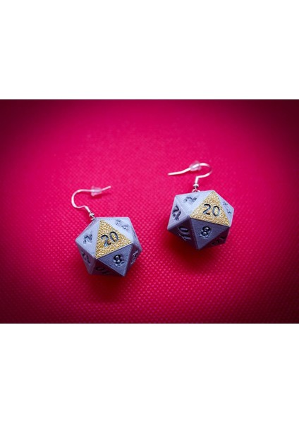 D20 Zar - Zindanlar ve Ejderhalar Küpe (Sadece Plastik Aparattır!!!) 3D