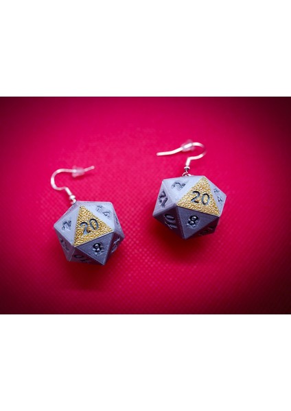 D20 Zar - Zindanlar ve Ejderhalar Küpe (Sadece Plastik Aparattır!!!) 3D fırsatları