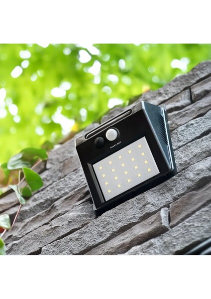 15W 6500K Soğuk Beyaz Solar Sensörlü LED Aplik IP65 Siyah