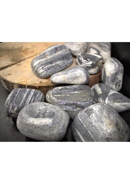 Siyah Çizgili Dolomit Taş 5 Kg, 6-10 Cm, Bahçe ve Dekoratif Kullanım