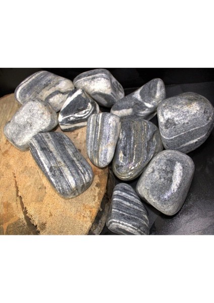 Siyah Çizgili Dolomit Taş 5 Kg, 6-10 Cm, Bahçe ve Dekoratif Kullanım fiyatları