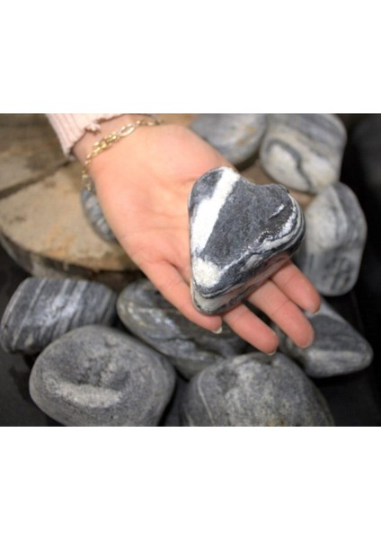 Siyah Çizgili Dolomit Taş 5 Kg, 6-10 Cm, Bahçe ve Dekoratif Kullanım modelleri