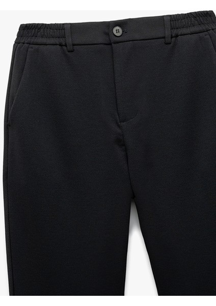 Yeni Sezon Beli Lastikli Cep Detaylı Düğmeli Chino Pantolon
