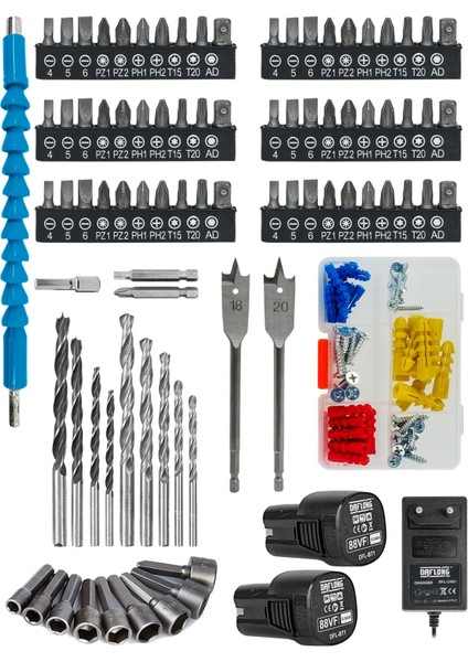 84 Parça Güçlendirilmiş Şarjlı Matkap Seti, Kömürsüz Motor, Armut Batarya fırsatları