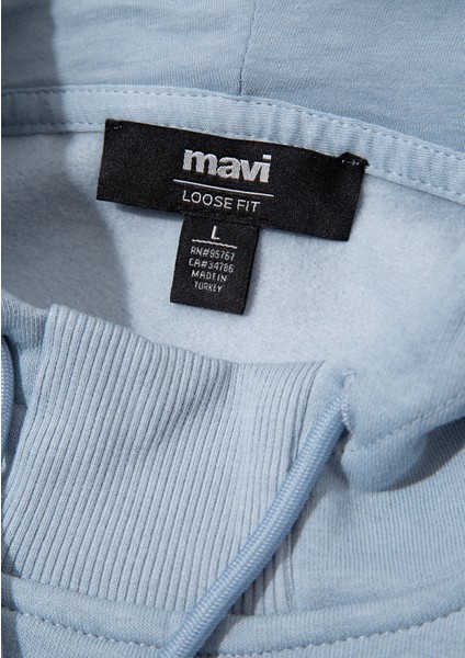 Mavi Logo Baskılı Kapüşonlu Mavi Sweatshirt 0610960-80796