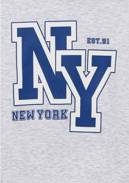 NY Baskılı Gri Sweatshirt 6S10065-88467
