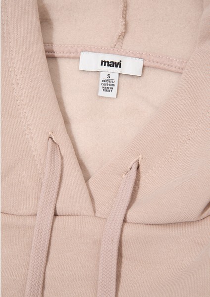Mavi Logo Baskılı Kapüşonlu Bej Sweatshirt 1600361-70043