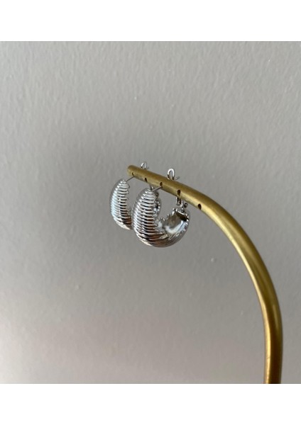 Xuping Çizigili Bombeli Silver Halka Küpe modelleri