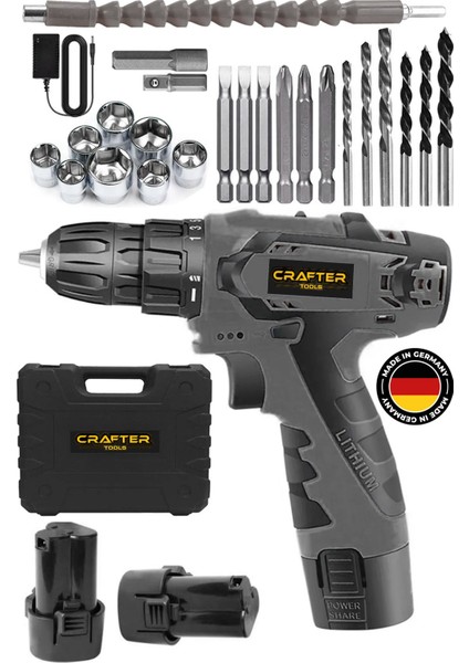24V 5AH Metal Şanzuman Çift Bataryalı Vidalama ve Matkap 24 Parça Set