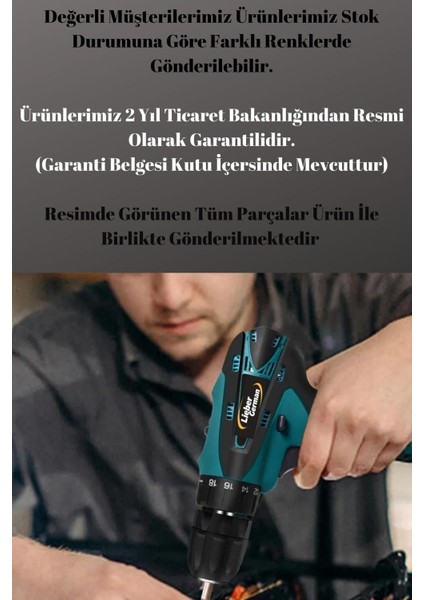 12V 2AH Otomatik Koruma Çelik Gövdeli Akülü Matkap ve Vidalama Seti