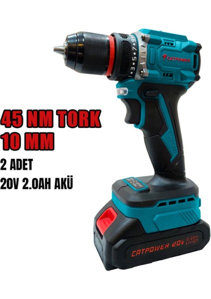 Kömürsüz Akülü Vidalama 20V 10MM Li-Ion Set, Güçlü ve Taşınabilir El Aleti