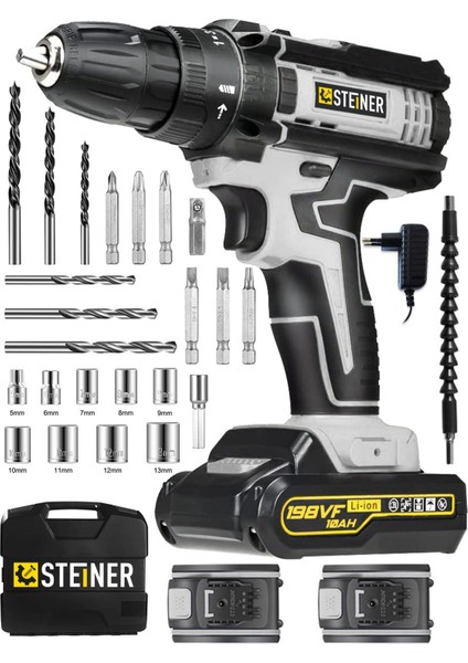 Darbeli Metal Dişli Çift Akülü Vidalama Matkap Seti 24 Parça