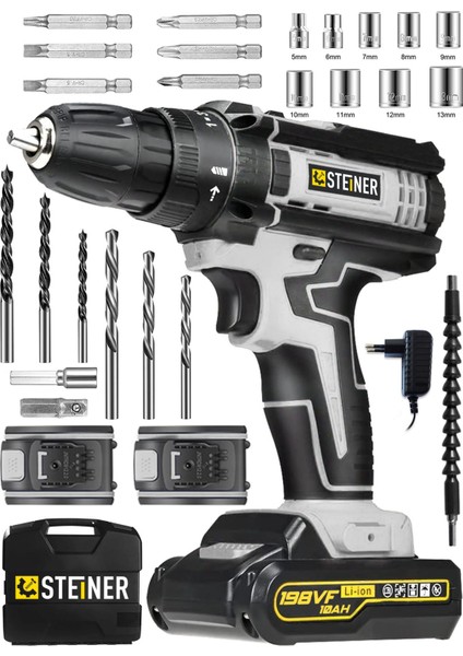 Darbeli Metal Dişli Çift Akülü Vidalama Matkap Seti 24 Parça fiyatları