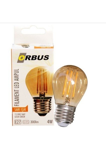 Şık Amber Dekoratif LED Filament Ampul, 4W, E27, Beyaz Işık