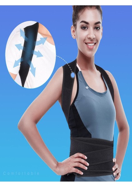 Unisex Çift Balenli Dik Duruş Korsesi, Omuz, Sırt ve Bel Desteği Sağlar