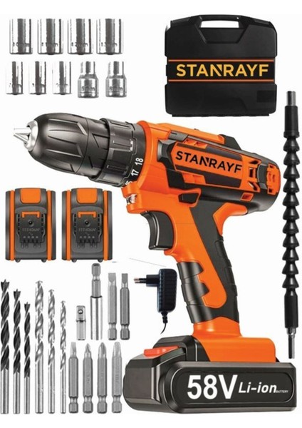 58V 8AH Çift Akülü Tam Profesyonel Darbeli Matkap