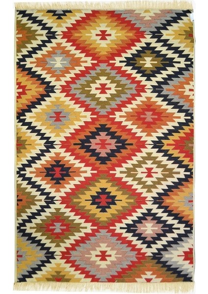 Çift Taraflı Yıkanabilir Geleneksel Anadolu Zilli Motif Kilim Yolluk