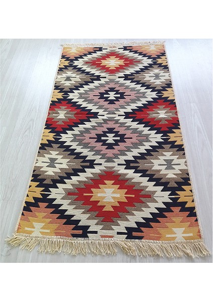 Çift Taraflı Yıkanabilir Geleneksel Anadolu Zilli Motif Kilim Yolluk
