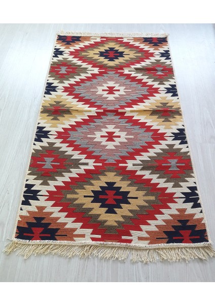 Çift Taraflı Yıkanabilir Geleneksel Anadolu Zilli Motif Kilim Yolluk