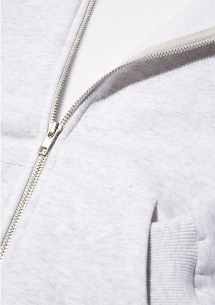 Mavi Logo Baskılı Kapüşonlu Fermuarlı Gri Sweatshirt 1S10178-85438