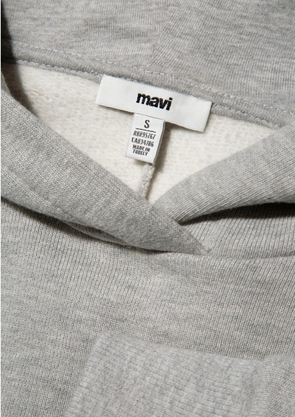 Kapüşonlu Gri Basic Sweatshirt 1S10186-83096