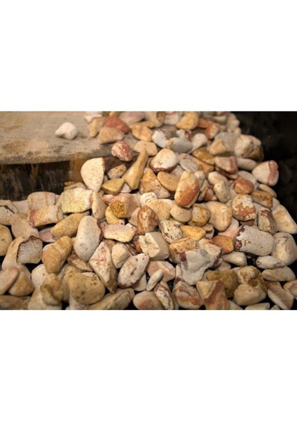 Sarı Çizgili Dolomit Taş 2 Kg, Bahçe Dekor, Süs ve Çakıl Taşı, 1,5-2,5 cm