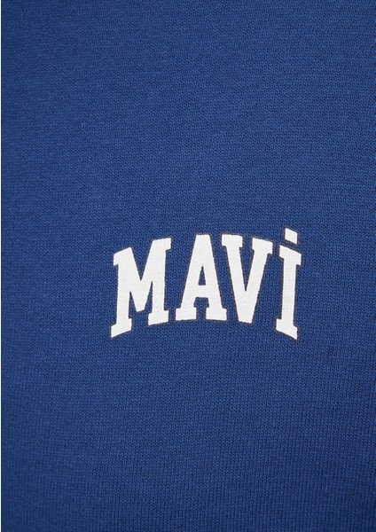 Mavi Logo Baskılı Yarı Fermuarlı Lacivert Sweatshirt 1S10179-82625