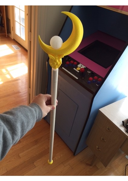 Sailor Moon Crescent Moon Cosplay Için Şifa Değnek (Plastik Aparattır) 3D indirimleri