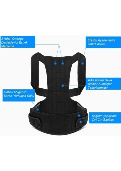 Dik Duruş Destekli Spor Bel ve Sırt Kemeri, Unisex Rahat Kullanım