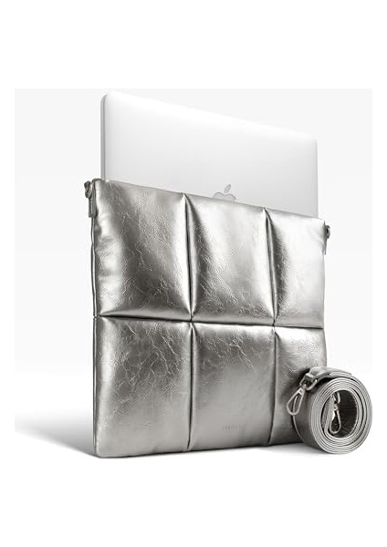 Kabarık Dizüstü Bilgisayar Kılıfı 13 Inç 14 Inç, Çapraz Askılı Puffer Laptop Taşıma Çantası, Macbook Air M4 M3 M2 M1 İle Uyumlu Yastık Kılıfı, Macbook Pro 13'Ü 14'Ü 14 Arada M4, Pu Deri modelleri