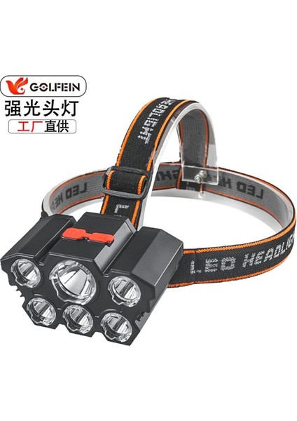 6 LED Güçlü Kafa Feneri, USB Şarjlı, Beyaz, Taşınabilir, Hafif, Dayanıklı