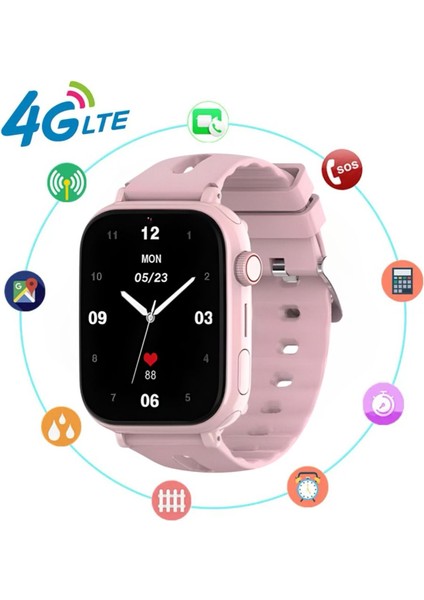 4g Çocuk Saati Gps Görüntülü Arama Takip Kameralı Pembe