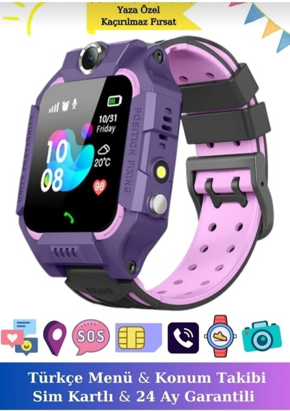 Y-10 Çocuk Takip Saati, Sim Kart, Uzaktan Dinleme, Türkçe Menü, Mor fiyatları