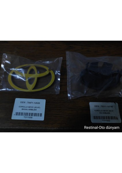 Yüksek Aksesuar Toyota Corolla AE101 Kasa Ön ve Arka Logo Amblem Takımı (92-97 Uyumlu) indirimleri