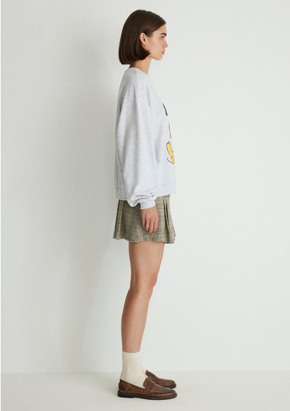 Mickey Mouse Baskılı Gri Sweatshirt 1S10254-88467