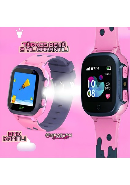 Pembe Akıllı Çocuk Takip Saati Q500S/2024, Güvenli ve Eğlenceli Kullanım