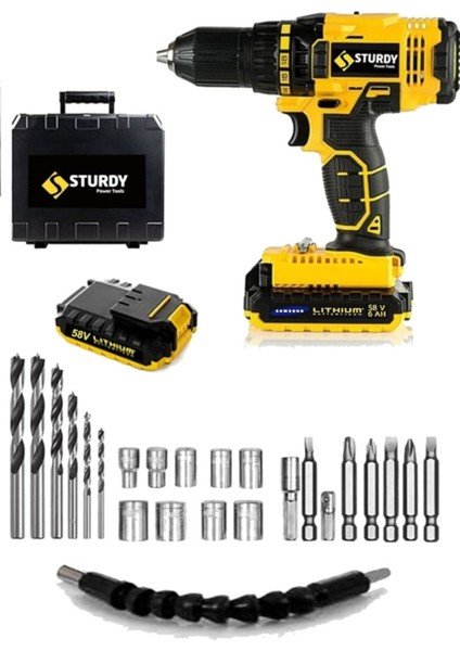 Darbeli Metal Şanzumanlı Çift Akülü Matkap Seti, 27 Parça Uç ile Güç ve Konfor