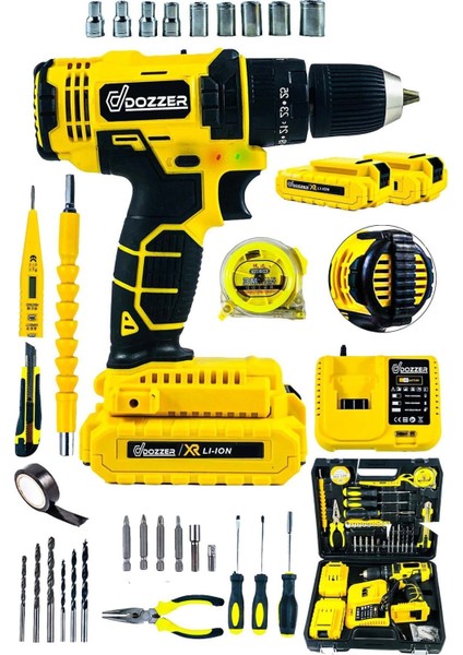 Çift Akülü Matkap Seti 14.4V, 100 Parça, Güçlü ve Pratik Vidalama Aracı