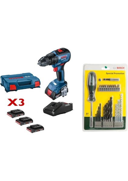 Akülü Vidalama ve Tornavida Seti, 27 Parça, 3x2 Ah Akü, Çok Amaçlı Kullanım