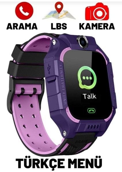 Çocuk Akıllı Saat, Sim Kartlı, Konum Takip, Uzaktan Dinleme, Lbs Özellikli, Mor